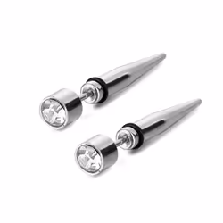 Long Stainless Steel Crystal Zircon Cartilage Ear Studs Earrings For Women Men Round Rhinestone Piercing Wedding Jewelry Gift