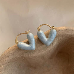 New Trendy Heart Stud Earrings For Women Korean Elegant Light Luxury Love Dangle Earring Fashion Simple Drop Jewelry Girls Gift - blue