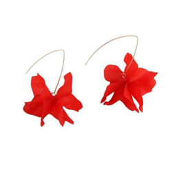 1 Pair Petal Earrings Long Style Dangle Earrings Women Piercing Hook Earrings Jewelry Gift - red