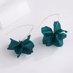 1 Pair Petal Earrings Long Style Dangle Earrings Women Piercing Hook Earrings Jewelry Gift - red