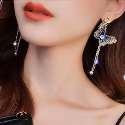 Butterfly Earrings Temperament Long Tassel Pendant Earrings Personality Wild Earrings