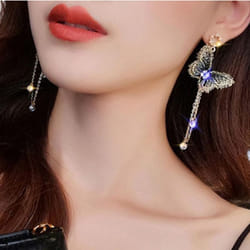 Butterfly Earrings Temperament Long Tassel Pendant Earrings Personality Wild Earrings