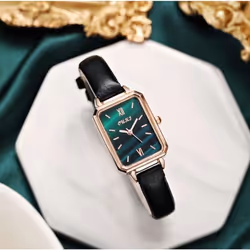 Women&apos;s Square Dial Watch With Leather Strap - white