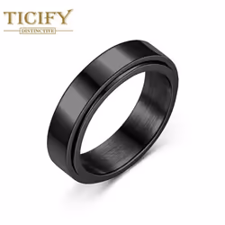 Rotating Dynamic Titanium Steel Ring Ring Women&apos;s Minimalist Ring Ring - black, 5