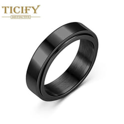 Rotating Dynamic Titanium Steel Ring Ring Women&apos;s Minimalist Ring Ring - black, 13