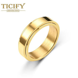 Rotating Dynamic Titanium Steel Ring Ring Women&apos;s Minimalist Ring Ring - gold, 5