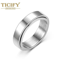 Rotating Dynamic Titanium Steel Ring Ring Women&apos;s Minimalist Ring Ring - silver, 9