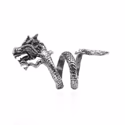 Dragon Ring Male Open Personality Single Trendy Male Index Finger Ring Female Trendy Students Retro Style Dragon Ring - silve ...