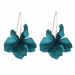 1 Pair Petal Earrings Long Style Dangle Earrings Women Piercing Hook Earrings Jewelry Gift - dark green