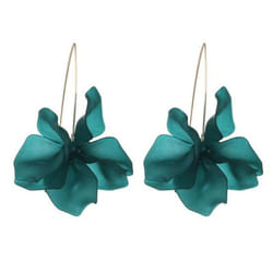 1 Pair Petal Earrings Long Style Dangle Earrings Women Piercing Hook Earrings Jewelry Gift - dark green