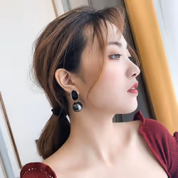 Cute Temperament Imitation Pearl Drop Earrings For Women Enamel Elegant Vintage Geometric Earrings Wedding Party Jewelry Gift - black