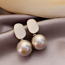 Cute Temperament Imitation Pearl Drop Earrings For Women Enamel Elegant Vintage Geometric Earrings Wedding Party Jewelry Gift ...