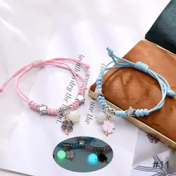 1 Pair Luminous Bracelet Fashion Alloy Hand Braided Bracelet Luminous Bracelet Jewelry Gift For Friends Lovers - 11