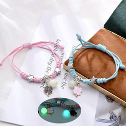 1 Pair Luminous Bracelet Fashion Alloy Hand Braided Bracelet Luminous Bracelet Jewelry Gift For Friends Lovers - 11