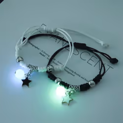 1 Pair Luminous Bracelet Fashion Alloy Hand Braided Bracelet Luminous Bracelet Jewelry Gift For Friends Lovers - 11