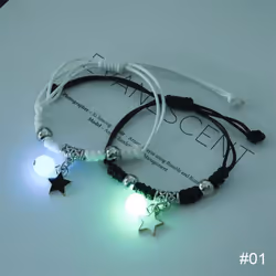 1 Pair Luminous Bracelet Fashion Alloy Hand Braided Bracelet Luminous Bracelet Jewelry Gift For Friends Lovers - 1