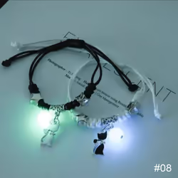 1 Pair Luminous Bracelet Fashion Alloy Hand Braided Bracelet Luminous Bracelet Jewelry Gift For Friends Lovers - 8
