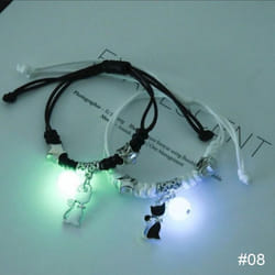 1 Pair Luminous Bracelet Fashion Alloy Hand Braided Bracelet Luminous Bracelet Jewelry Gift For Friends Lovers - 8