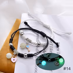 1 Pair Luminous Bracelet Fashion Alloy Hand Braided Bracelet Luminous Bracelet Jewelry Gift For Friends Lovers - 14