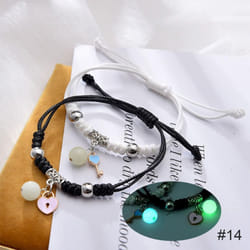 1 Pair Luminous Bracelet Fashion Alloy Hand Braided Bracelet Luminous Bracelet Jewelry Gift For Friends Lovers - 14