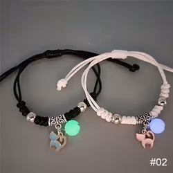 1 Pair Luminous Bracelet Fashion Alloy Hand Braided Bracelet Luminous Bracelet Jewelry Gift For Friends Lovers - 2