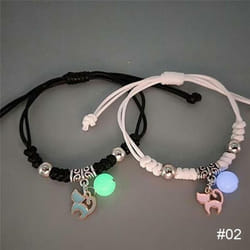 1 Pair Luminous Bracelet Fashion Alloy Hand Braided Bracelet Luminous Bracelet Jewelry Gift For Friends Lovers - 2