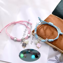 1 Pair Luminous Bracelet Fashion Alloy Hand Braided Bracelet Luminous Bracelet Jewelry Gift For Friends Lovers - 2