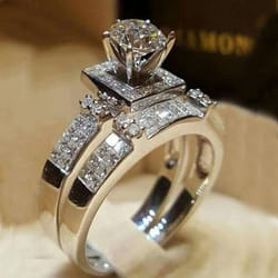 Rings Zircon Rings Ladies Gift Jewelry Girls Rings Wedding Rings - silver, 9
