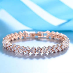 Fashion Roman Style Woman Crystal Bracelet Wristband Gifts Jewelry Accessories Wristlet - rose gold