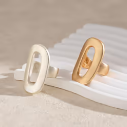 Exaggerated Big Hollow Out Geometric Oval Rings for Women Creative Adjustable Finger Matte Rings Fashion Statement Jewelry Girls - Silver