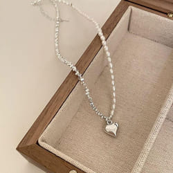 Silver Beaded Love Necklace For Women&apos;s Girls Light Luxury Style Clavicle Chain Jewelry