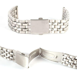 Stainless Steel Metal Strap Silver Watch Band Unisex Bracelet 18 20 22mm Watch Band Double Fold Deplo - silver, 18mm
