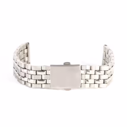 Stainless Steel Metal Strap Silver Watch Band Unisex Bracelet 18 20 22mm Watch Band Double Fold Deplo - silver, 18mm