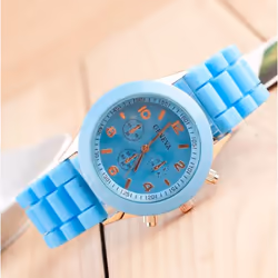 Women&apos;s Silicone Boys Jelly Quartz Unisex Geneva Girls Wrist Watch - light blue