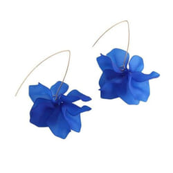 1 Pair Petal Earrings Long Style Dangle Earrings Women Piercing Hook Earrings Jewelry Gift - dark blue