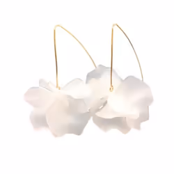 1 Pair Petal Earrings Long Style Dangle Earrings Women Piercing Hook Earrings Jewelry Gift - white