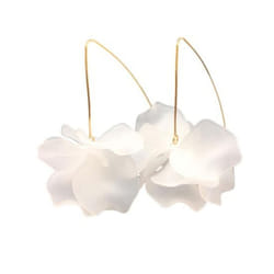 1 Pair Petal Earrings Long Style Dangle Earrings Women Piercing Hook Earrings Jewelry Gift - white