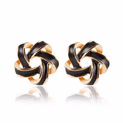 Stud Earrings For Women Brincos Fashion Bijoux Flower Boucle D&apos;oreille Femme Accessory Jewelry - black