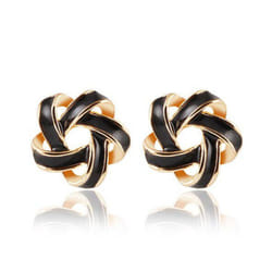 Stud Earrings For Women Brincos Fashion Bijoux Flower Boucle D&apos;oreille Femme Accessory Jewelry - black