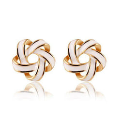 Stud Earrings For Women Brincos Fashion Bijoux Flower Boucle D&apos;oreille Femme Accessory Jewelry - white