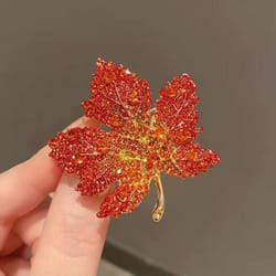 Maple Leaf Brooches For Women Men Elegant Corsage Festival Party Badge Pin Clothing Jewelry Accessories - red