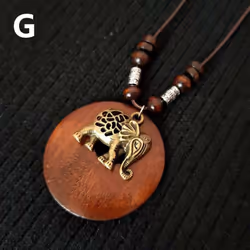 1pc Leaves Long Chain Choker Beaded Pendant Wooden Necklace Gift Ethnic Style Jewelry Vintage - G