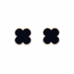 Senior Sense Of Four-leaf Clover Light Luxury Temperament Women&apos;s Earrings Daily Versatile Simple Earrings - green