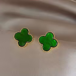 Large Four-leaf Clover Earrings Niche Design Sense Of Hundred With Senior Light Luxury Temperament Simple Sweet Earrings Women&apos;s Earrings - red
