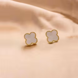 Large Four-leaf Clover Earrings Niche Design Sense Of Hundred With Senior Light Luxury Temperament Simple Sweet Earrings Women&apos;s Earrings - red