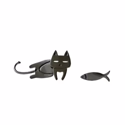 1 Pair Asymmetric Cat Fish Stud Earrings For Women Gift Fashion Earrings Jewelry Gift - Black