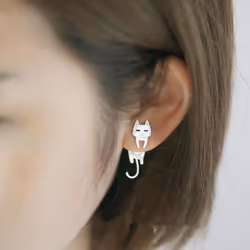 1 Pair Asymmetric Cat Fish Stud Earrings For Women Gift Fashion Earrings Jewelry Gift - Black