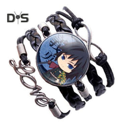 Unisex Bracelet Demon Slayer Multilayer Jewelry Cartoon Braided Bracelet - black