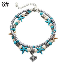 Women Starfish Beaded Pendant Ankle Bracelet Foot Chain Beach Jewelry