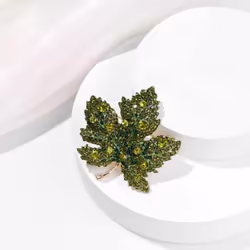 Maple Leaf Brooches For Women Men Elegant Corsage Festival Party Badge Pin Clothing Jewelry Accessories - green